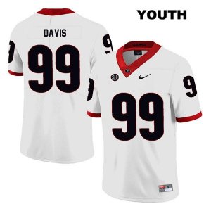 Youth Georgia Bulldogs NCAA #99 Jordan Davis Nike Stitched White Legend Authentic College Football Jersey DJA1054QY